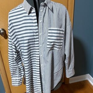 Anthropologie Black and White Striped Men's Shirt